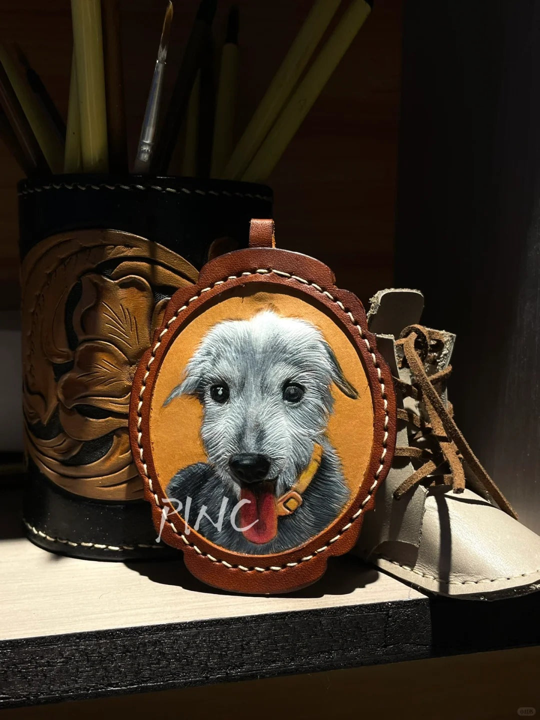 Custom Leather Pet Ornament - Personalized Pet Keepsake and Memorial Gift